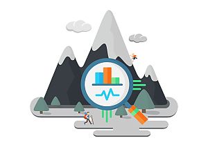 Das Logo von dTS zeigt Berge und Natur und davor einen Kreis mit Symbolen für KI und Datenmanagement. So soll das Kernziel des Projekts - eine digitale Besucherstromlenkung als Beitrag zu nachhaltigem, regionalen Tourismus bildlich dargestellt werden.