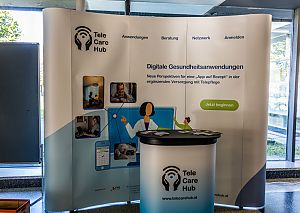 Exhibition stand for the TeleCareHub project at the “Innovation in care - knowing how!” conference on 20. September 2022 in Dornbirn, Vorarlberg